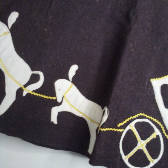 Vintage Handmade Felt Circle Skirt 25" Wasit XS Horse Carriage Brown - Picture 13 of 16